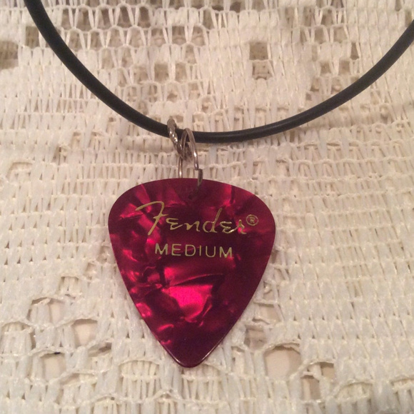 SOLD-FENDER Guitar Pick Wire EARRINGS & NECKLACE - Picture 5 of 8